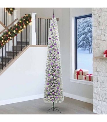 vidaXL Artificial Christmas Tree with LED Light Green and white 270 cm