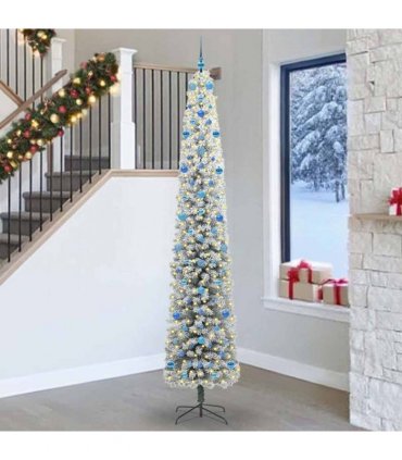 vidaXL Artificial Christmas Tree with LED Light Green and white 270 cm