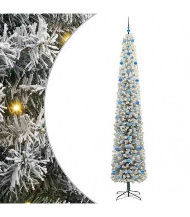 vidaXL Artificial Christmas Tree with LED Light Green and white 270 cm