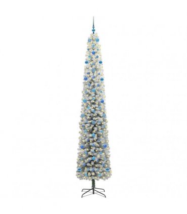 vidaXL Artificial Christmas Tree with LED Light Green and white 270 cm