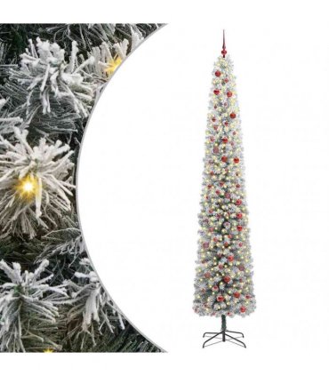 vidaXL Artificial Christmas Tree with LED Light Green and white 300 cm