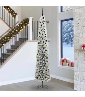 vidaXL Artificial Christmas Tree with LED Light Green and white 300 cm