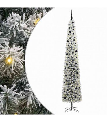 vidaXL Artificial Christmas Tree with LED Light Green and white 300 cm