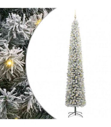 vidaXL Artificial Christmas Tree with LED Light Green and White 300 cm