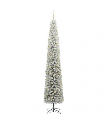 vidaXL Artificial Christmas Tree with LED Light Green and White 300 cm