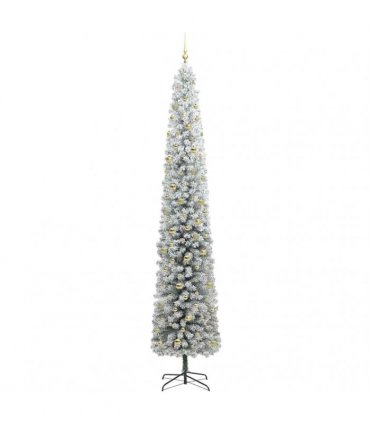 vidaXL Artificial Christmas Tree with LED Light Green and White 300 cm