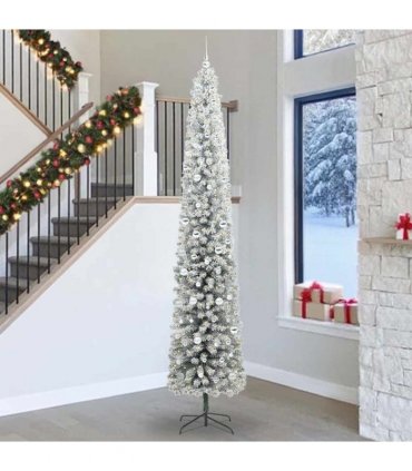 vidaXL Artificial Christmas Tree with LED Light Green and white 300 cm