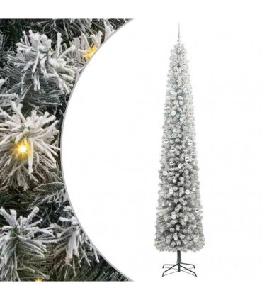vidaXL Artificial Christmas Tree with LED Light Green and white 300 cm