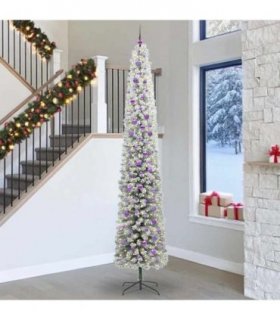 vidaXL Artificial Christmas Tree with LED Light Green and white 300 cm