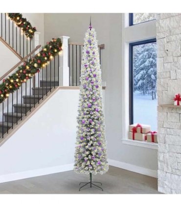 vidaXL Artificial Christmas Tree with LED Light Green and white 300 cm