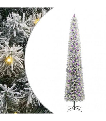 vidaXL Artificial Christmas Tree with LED Light Green and white 300 cm