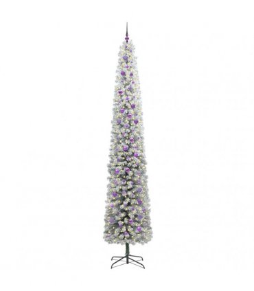 vidaXL Artificial Christmas Tree with LED Light Green and white 300 cm