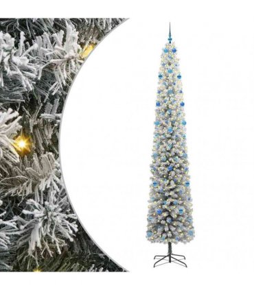 vidaXL Artificial Christmas Tree with LED Light Green and white 300 cm