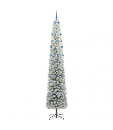 vidaXL Artificial Christmas Tree with LED Light Green and white 300 cm
