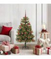 vidaXL Artificial Hinged Christmas Tree with Cones 120 cm 150 LEDs