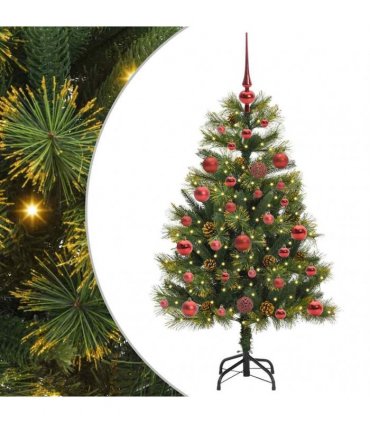 vidaXL Artificial Hinged Christmas Tree with Cones 120 cm 150 LEDs