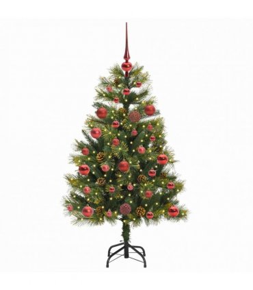 vidaXL Artificial Hinged Christmas Tree with Cones 120 cm 150 LEDs