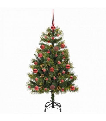 vidaXL Artificial Hinged Christmas Tree with Cones 120 cm 150 LEDs