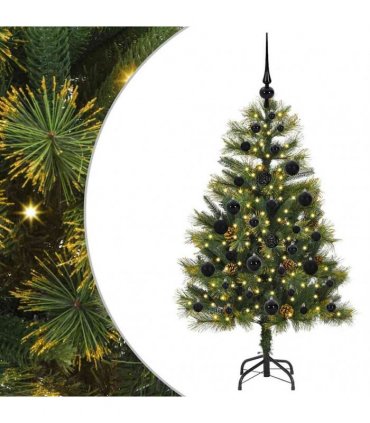 vidaXL Artificial Hinged Christmas Tree with Cones 120 cm 150 LEDs