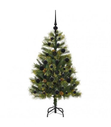 vidaXL Artificial Hinged Christmas Tree with Cones 120 cm 150 LEDs
