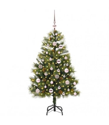 vidaXL Artificial Hinged Christmas Tree with Cones 120 cm 150 LEDs