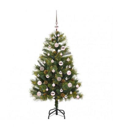 vidaXL Artificial Hinged Christmas Tree with Cones 120 cm 150 LEDs
