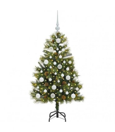 vidaXL Artificial Hinged Christmas Tree with Cones 120 cm 150 LEDs
