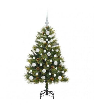 vidaXL Artificial Hinged Christmas Tree with Cones 120 cm 150 LEDs
