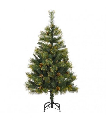 vidaXL Artificial Hinged Christmas Tree with Cones 120 cm 150 LEDs