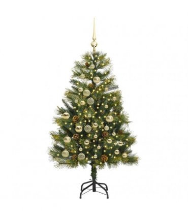 vidaXL Artificial Hinged Christmas Tree with Cones 120 cm 150 LEDs