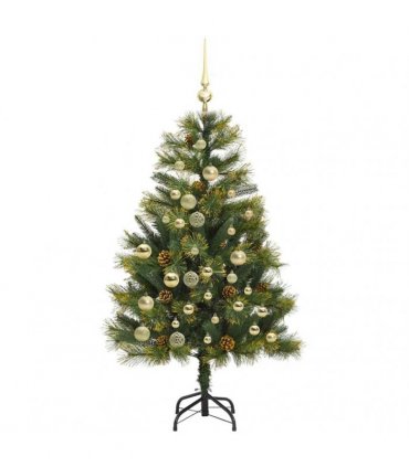 vidaXL Artificial Hinged Christmas Tree with Cones 120 cm 150 LEDs