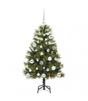 vidaXL Artificial Hinged Christmas Tree with Cones 120 cm 150 LEDs