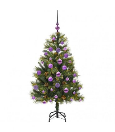 vidaXL Artificial Hinged Christmas Tree with Cones 120 cm 150 LEDs