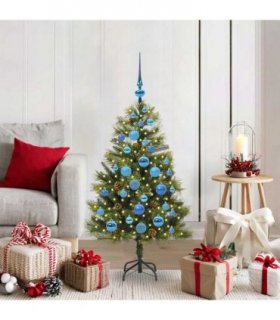 vidaXL Artificial Hinged Christmas Tree with Cones 120 cm 150 LEDs