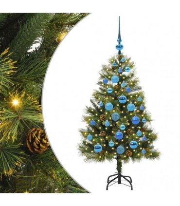 vidaXL Artificial Hinged Christmas Tree with Cones 120 cm 150 LEDs