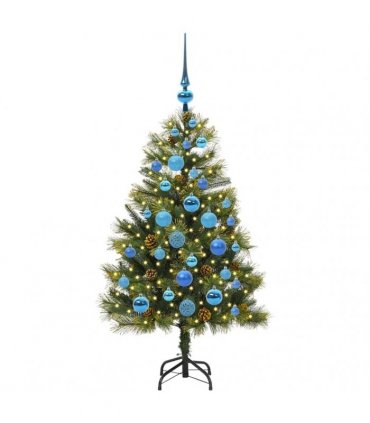 vidaXL Artificial Hinged Christmas Tree with Cones 120 cm 150 LEDs