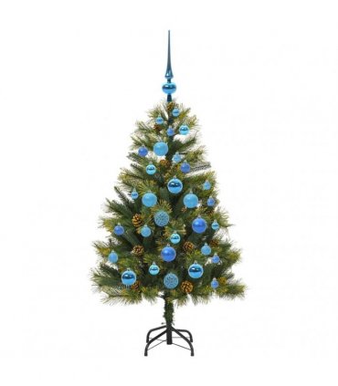 vidaXL Artificial Hinged Christmas Tree with Cones 120 cm 150 LEDs