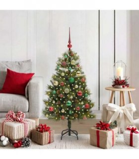 vidaXL Artificial Hinged Christmas Tree with Cones 120 cm 150 LEDs