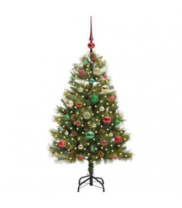 vidaXL Artificial Hinged Christmas Tree with Cones 120 cm 150 LEDs