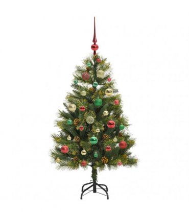 vidaXL Artificial Hinged Christmas Tree with Cones 120 cm 150 LEDs