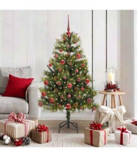 vidaXL Artificial Hinged Christmas Tree with Cones 150 cm 150 LEDs