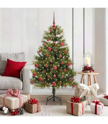 vidaXL Artificial Hinged Christmas Tree with Cones 150 cm 150 LEDs