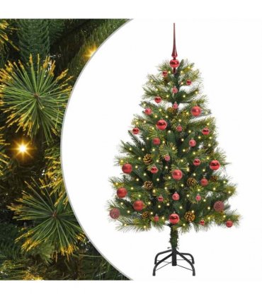 vidaXL Artificial Hinged Christmas Tree with Cones 150 cm 150 LEDs