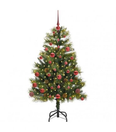 vidaXL Artificial Hinged Christmas Tree with Cones 150 cm 150 LEDs