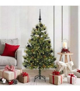 vidaXL Artificial Hinged Christmas Tree with Cones 150 cm 150 LEDs
