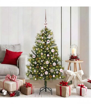 vidaXL Artificial Hinged Christmas Tree with Cones 150 cm 150 LEDs