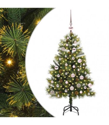 vidaXL Artificial Hinged Christmas Tree with Cones 150 cm 150 LEDs