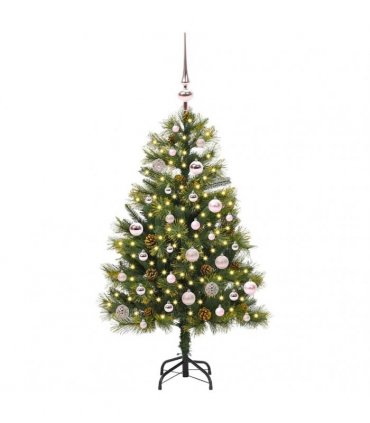 vidaXL Artificial Hinged Christmas Tree with Cones 150 cm 150 LEDs