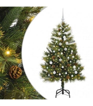 vidaXL Artificial Hinged Christmas Tree with Cones 150 cm 150 LEDs
