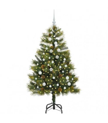 vidaXL Artificial Hinged Christmas Tree with Cones 150 cm 150 LEDs